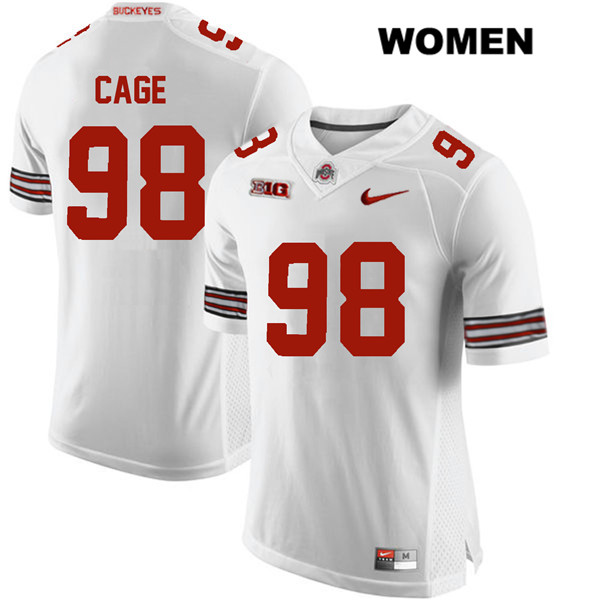 Ohio State Buckeyes Women's Jerron Cage #98 White Authentic Nike College NCAA Stitched Football Jersey WV19I88MS